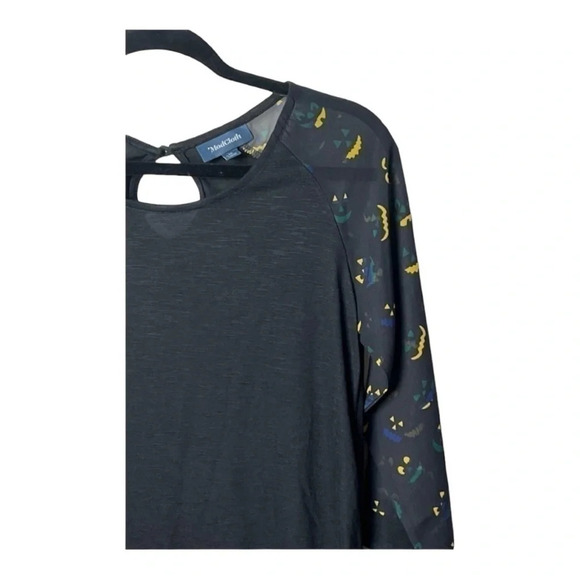 0417W. MODCLOTH 3/4 SHEER SLEEVE HALLOWEEN TOP SIZE‎ MEDIUM BLACK/ORANGE/YELLOW - Picture 3 of 12